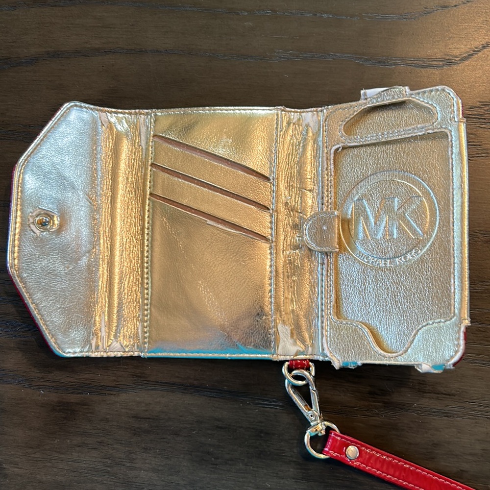 Michael Kors Red Patent Leather Wristlet Wallet Cell Phone Case - Picture 5 of 10